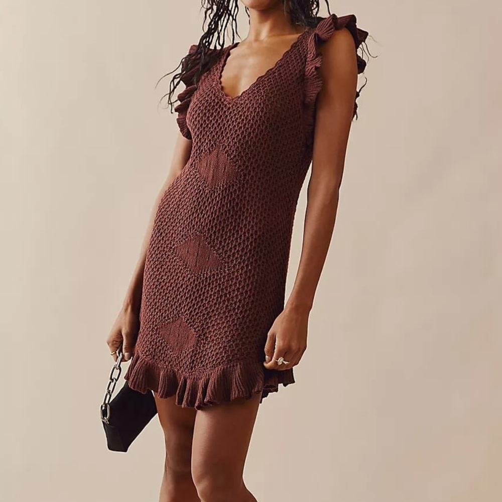 Free People Mykonos Fauxchet Sweater Mini Dress